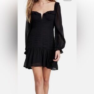ASTR Black Long Sleeve Dress with Ruffles.